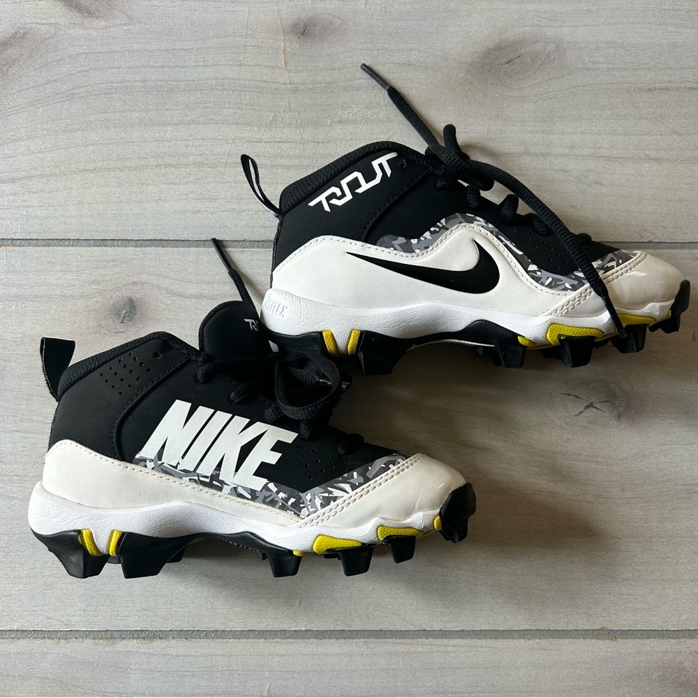 Nike Football Baseball Kids 9 Force Trout 4 Keystone Sneakers Black & White - Picture 2 of 6